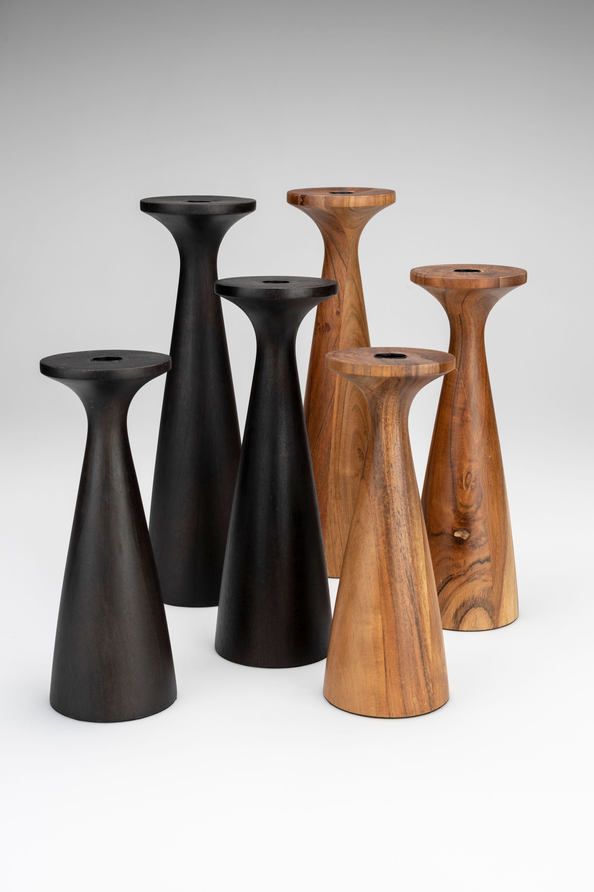 Zuiver Flames Brown Acacia Wood Candle Holder Medium